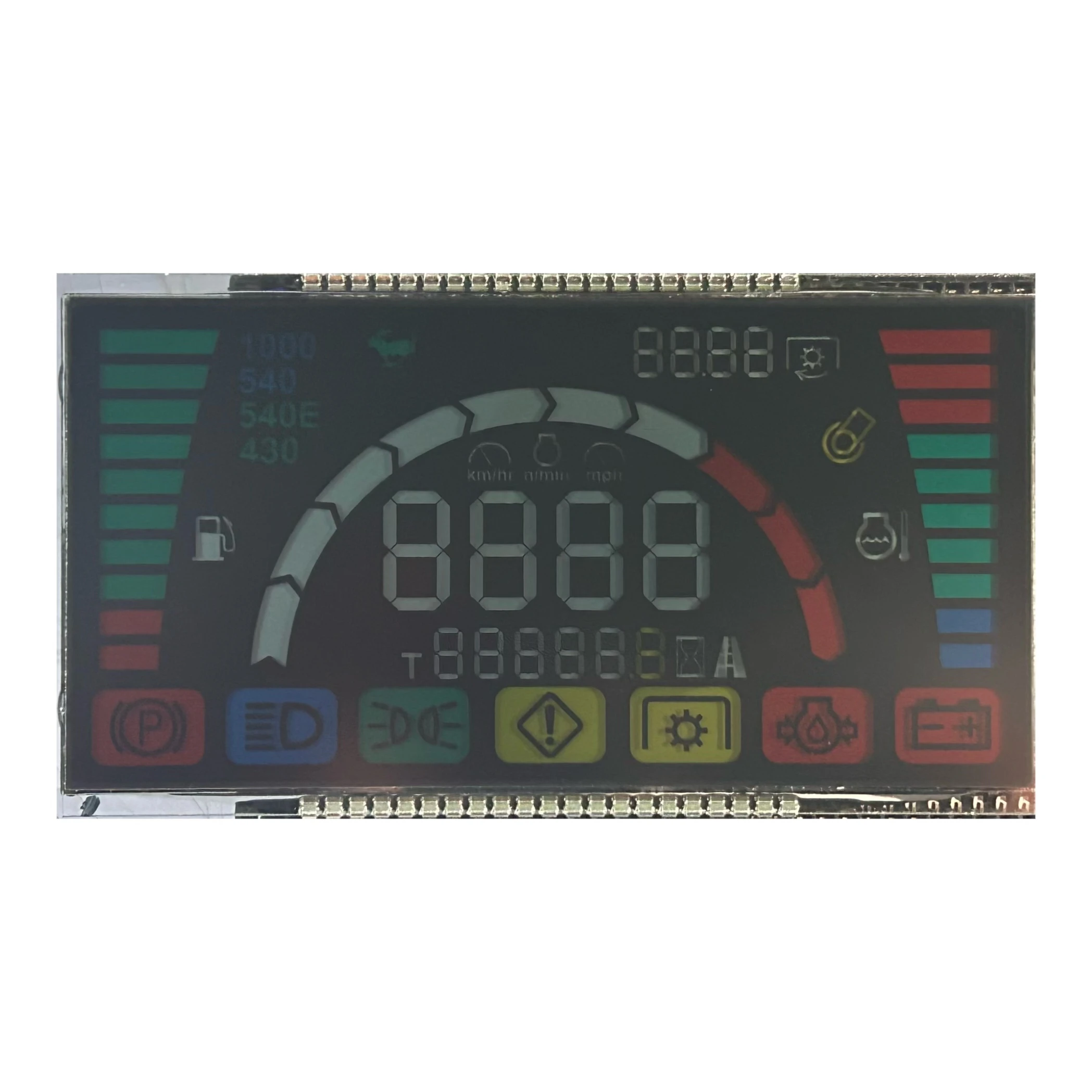 Good Quality Custom Size VA  LCD Display 7 Segment Digit Monochrome Color Negative White Backlight for Vehicle Instrument
