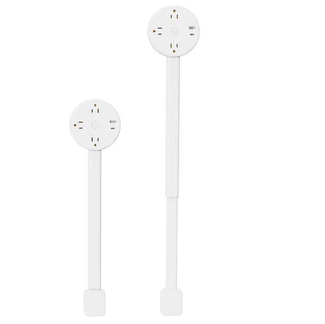 USB-A USB-C Electrical Outlet Extender 3 AC Outlets 18'-27' Extension 180° Rotation for Nightstands Beds; Connector Accessories