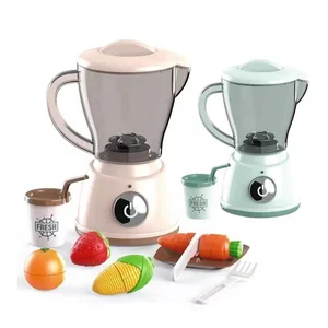 Electric Pretend Play Set Juicer Blender Machinery Rotating Home Kitchen Fruit Cutting Appliance Toys with Sound