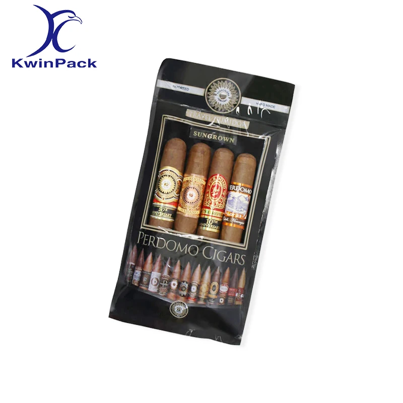 Free Samples Custom Black Matte Cellophane Cigars Bag Clear Plastic Zip Bags Small Cigar Storage 2 Mil Cigar Ziplock Bags
