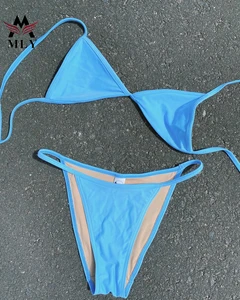 OEM Hot Sales Women Sexy Micro Bikinis Mini Bikini Solid Color Swimsuit Swimwear