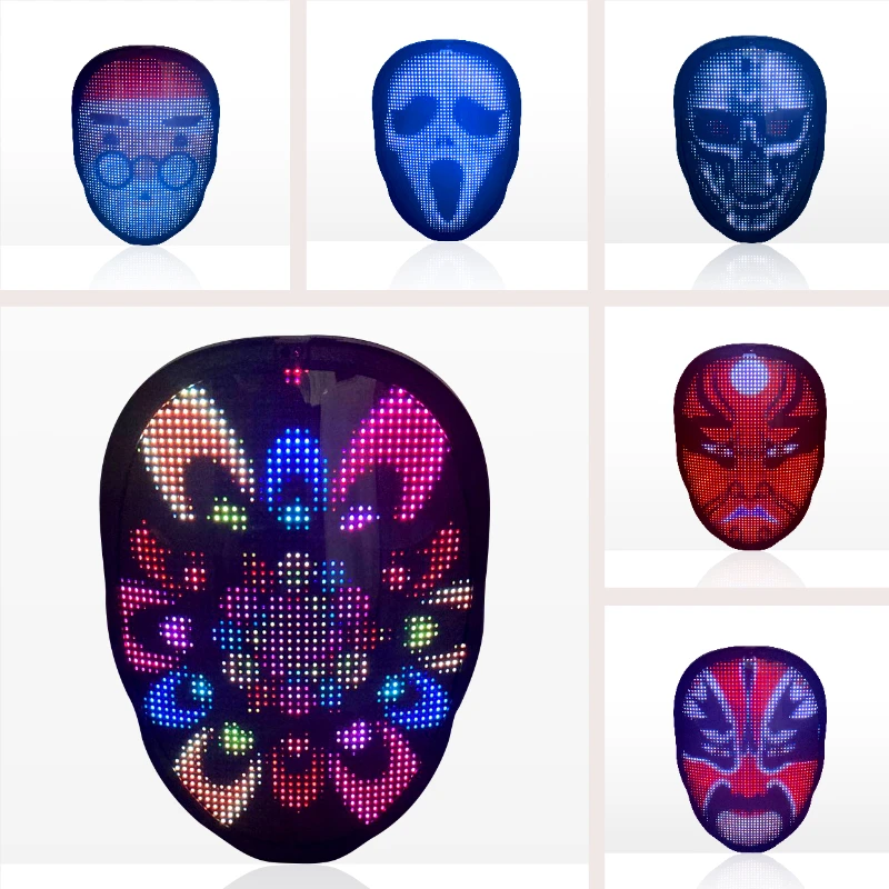 LED Multi-Color Face Mask App Controlled Luminous Christmas Mask for Party Quick Wholesale Delivery