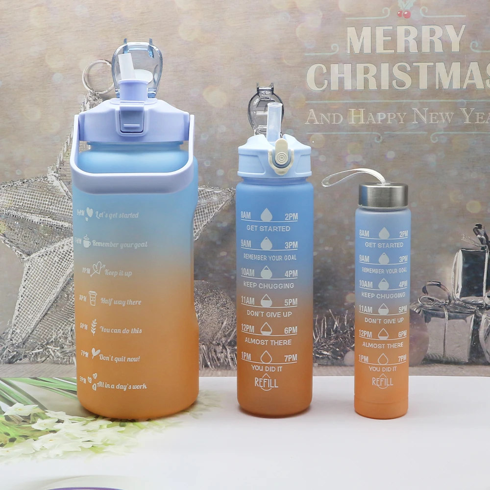 3 in 1 Set Bottles Sports Gradient Motivational Water Bottle with Stickers  Time Mark - China Water Bottle and Sports Bottle price