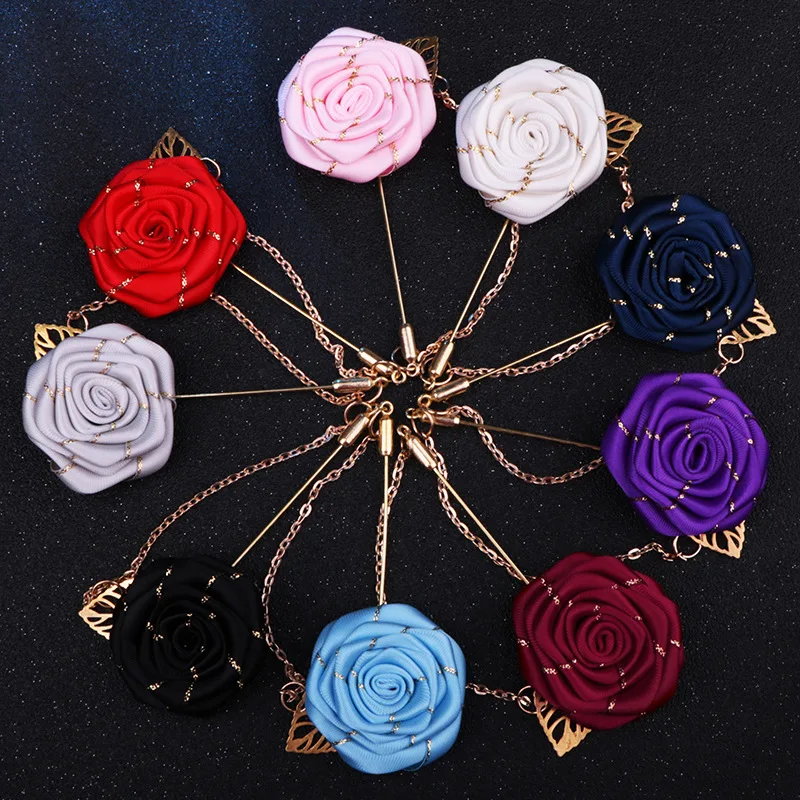 12 Pcs Flower Lapel Pins, Handmade Camellia Flower Boutonniere for Men  Women Suit Wedding Party