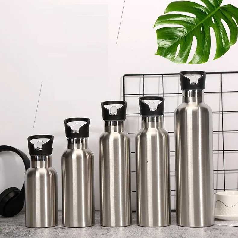 Custom Logo Portable Double Wall Vacuum Flask Stainless Steel Thermos Water Bottle with Handle