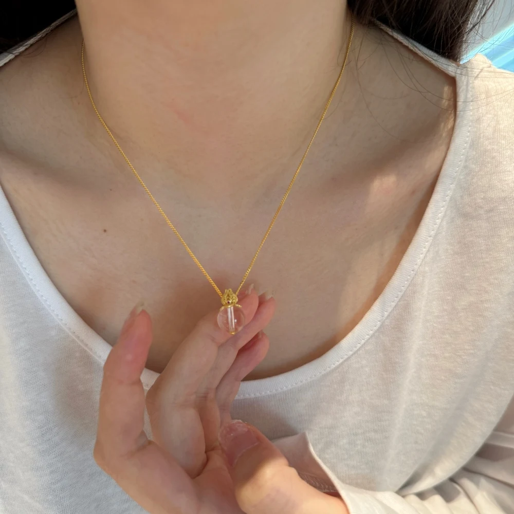 KAKODIY Unique Design 925 Sterling Silver 18K Gold Plated Chain 5A Zirconia Lotus Natural White Crystal Pendant Necklace detail 7
