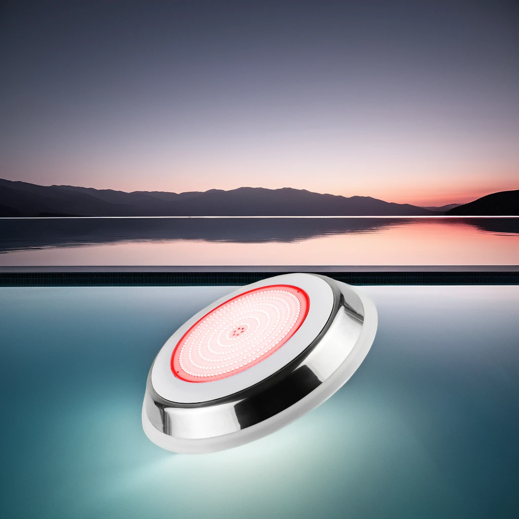 Classic RGB Pool Light IP68 Waterproof 316 Stainless Steel Surface Mounted Swimming Ponds Fountains 12V Outdoor Warm Green Blue