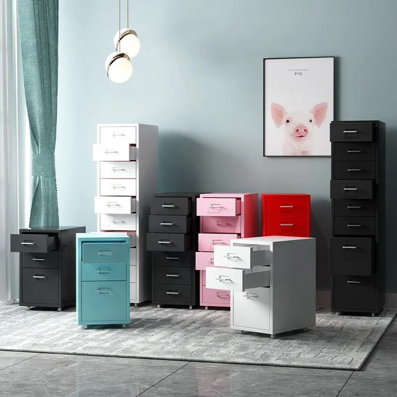 White 8 Drawer Helmer Metal File Cabinet with Casters for Home Office Use