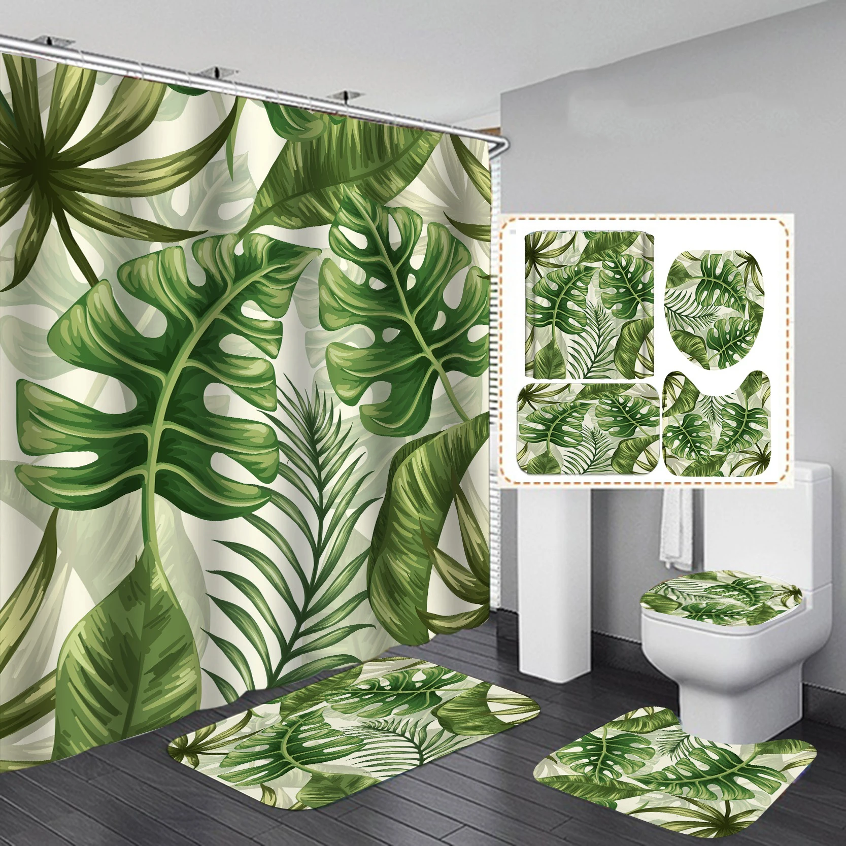 High Quality Waterproof Fashion Name Brand Bathroom Shower Curtains Set
