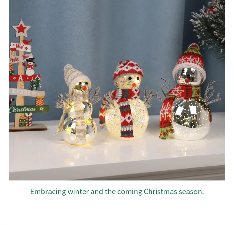 Custom Tall Outdoor Big Glass Snowman Led Lighted Glass Store Outdoor Christmas Decoration Snowman With Scarf manufacture