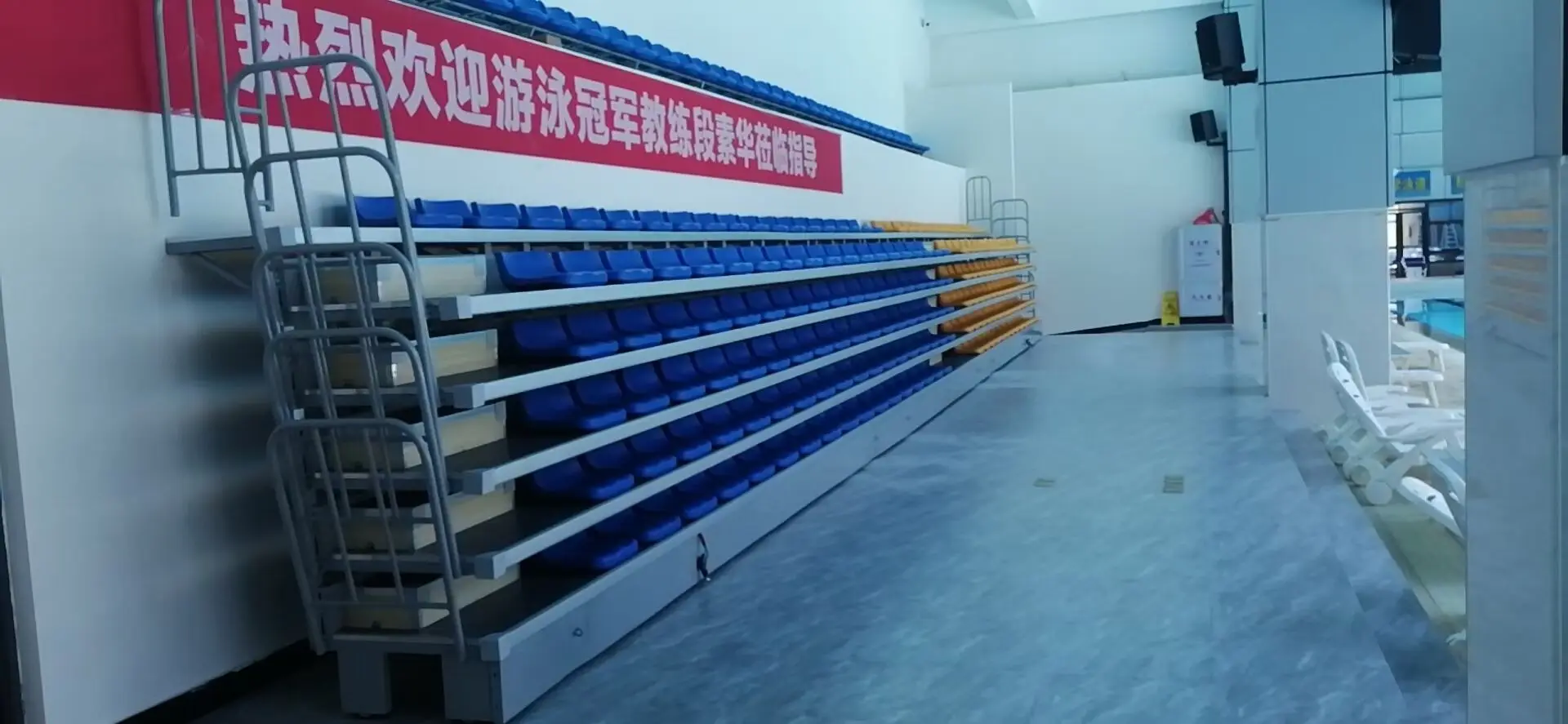 Best Selling Movable  stadium retractable bleachers 12 people ,16 people ,24 people Athletics Field sports stand