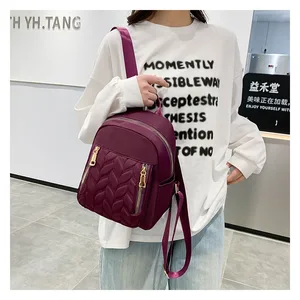 Fashion Women's Small Mommy Backpack High Quality Nylon Schoolbag Geometric Waterproof Zipper Versatile Travel For Daily