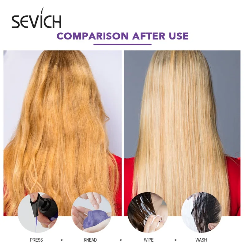 Собственная Марка, фиолетовая аминокислотная маска для волос, избавляет от желтых оттенков, улучшает качество волос, глубокий Кондиционер