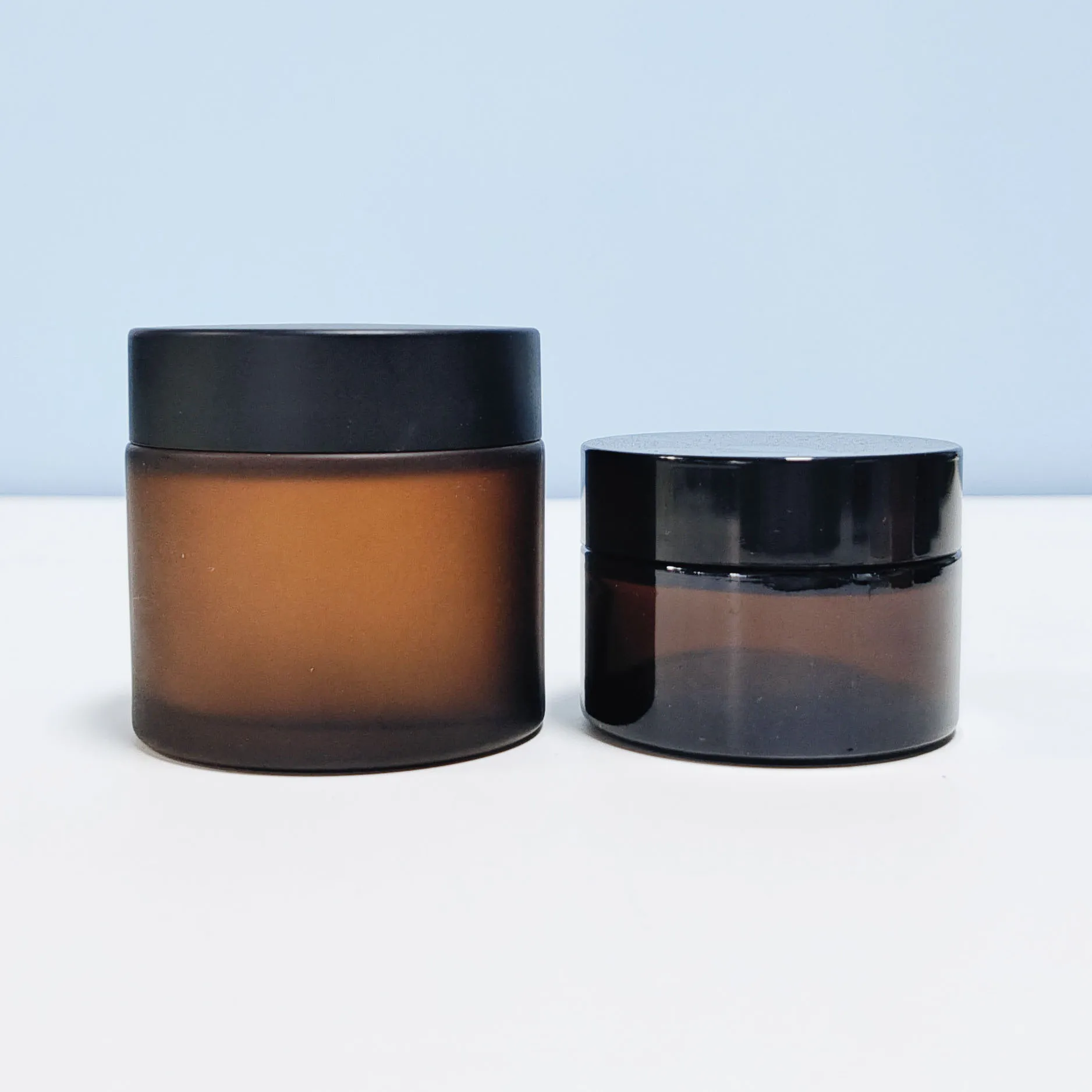 Luxury Cosmetic Balm Clay Mask 30ml 50ml 100ml 30g 50g 100g Frosted Blue Green Glass Cream Jars With Silver Metal Lid
