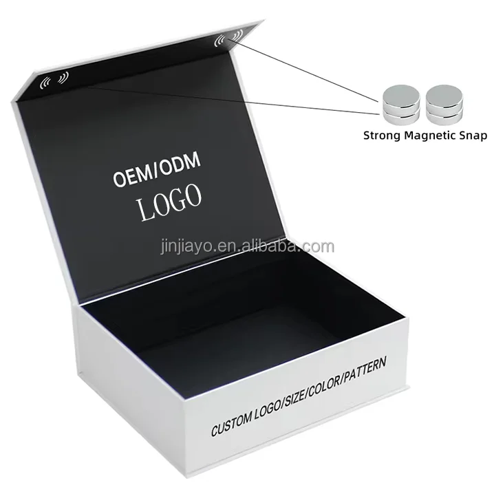 Luxury Foldable Floding Black Magnetic Gift Packaging Box for Perfume UV Coating and Embossing Square Shape with Square Lid