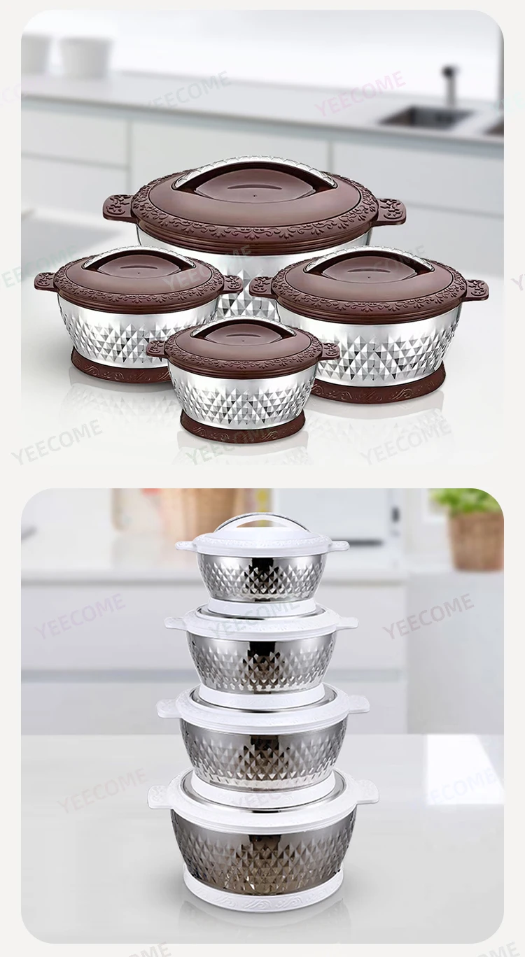 New Arrival Luxury Food Warmer Set Stainless Steel 4pcs Hot Pot 2.5+4.5