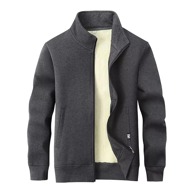 High Quality Winter Jacket Custom Embroidery Logo Outwear Men Jacket Warm Stand Collar Plus Size Men Fleece Coat Jacket
