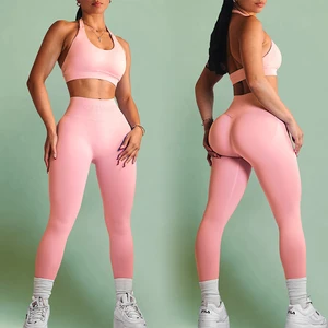 Custom Sample Quick Dry 2 Pieces Fitness Sports Bra Workout Clothing High Waisted Leggings Gym Yoga Wear