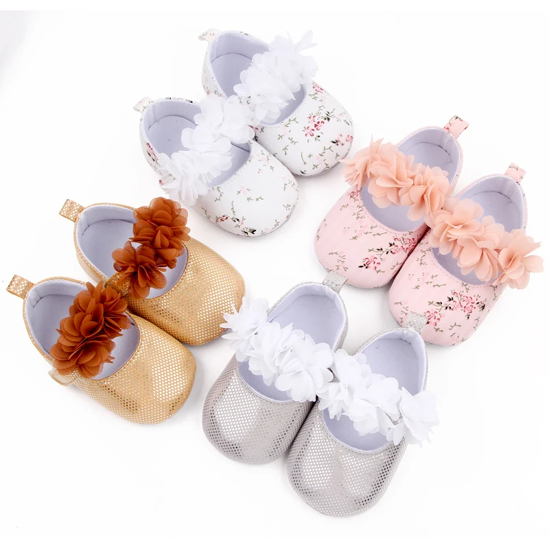 Spring and Autumn Baby Girls Cute Multi-colored Flowers Princess Do Not Drop Shoes Indoor Toddler Shoes