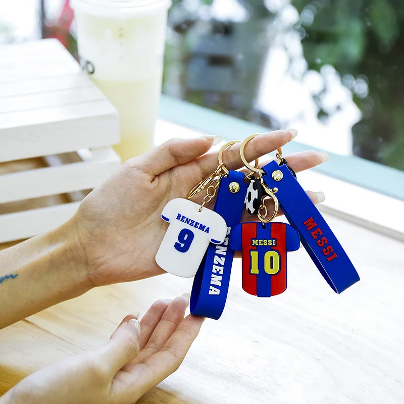 Wholesales 3d Football Keychain Sport Tshirt Messi Ronaldo Keychain