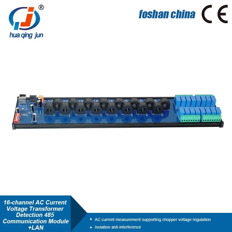 Huaqingjun 16-Channel RS485 Ethernet AC Current Voltage Transformer Detect Module Modbus RTU TCP Acquisition Module