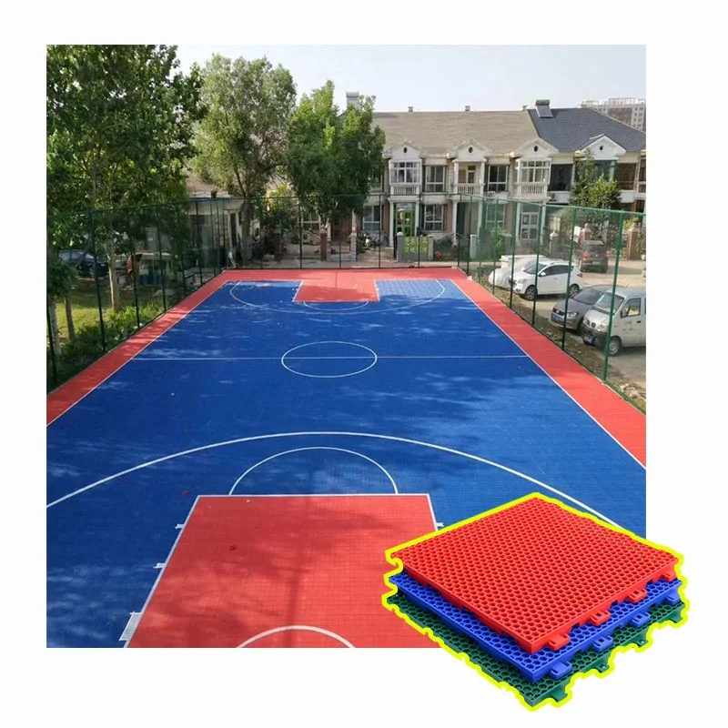 Kültéri kosárlabdapálya padló Moduláris PP reteszelő felfüggesztett sport padlólapok