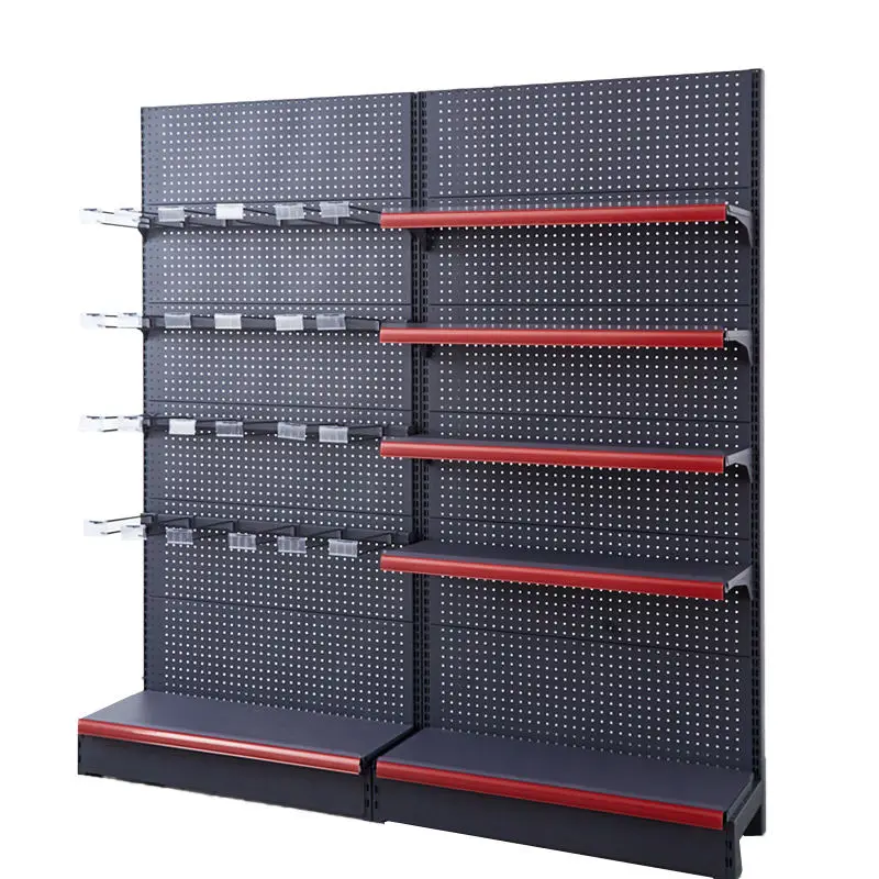 Single Sided 5-Tier Light Duty Steel Wall Rack for Supermarket Solid Back Panel Display Shelving Epoxy Powder Coating 30-60kg
