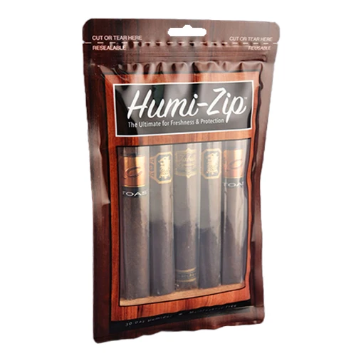 Custom Resealable Foil Ziplock Three Side Seal Natural Leaf Cigar Wraps