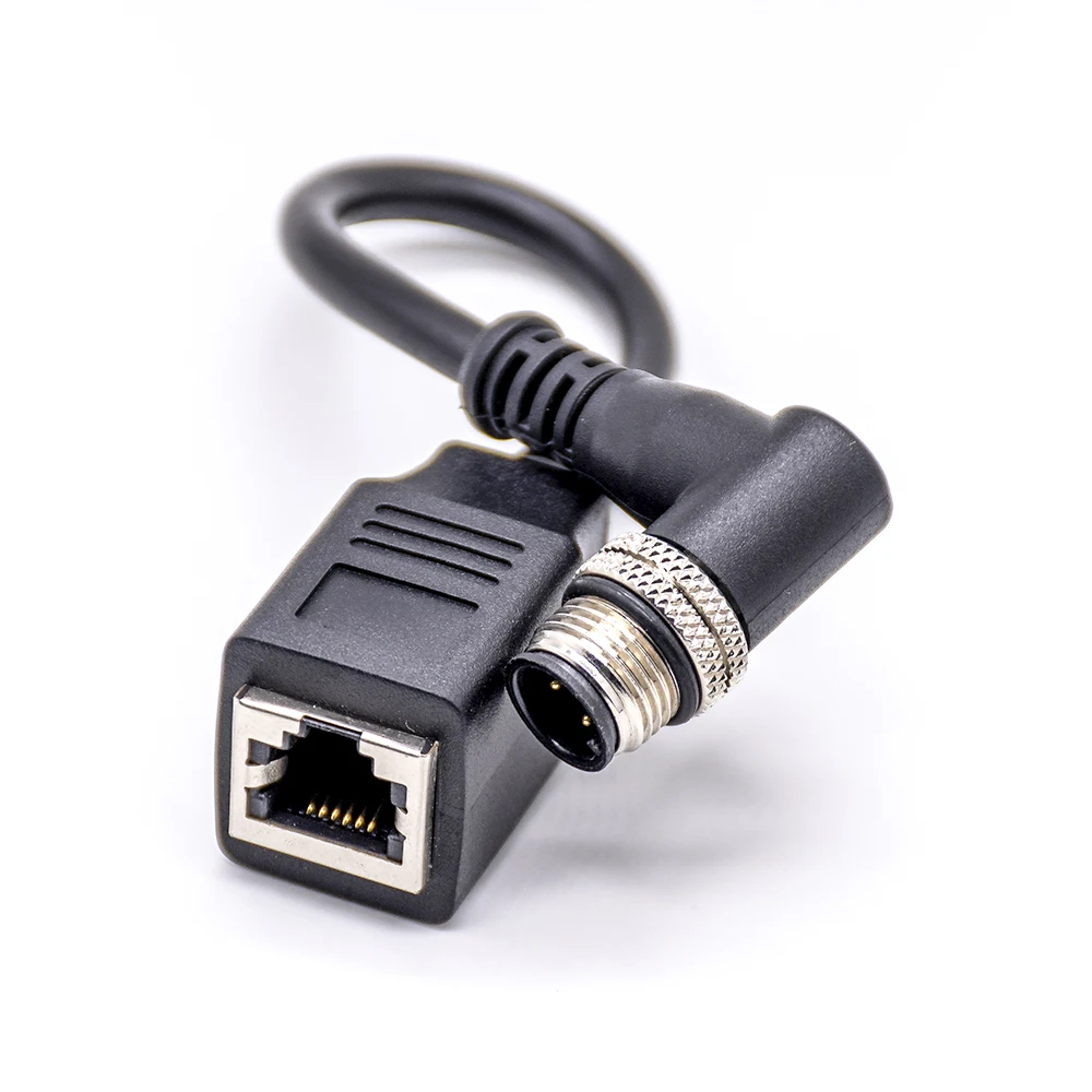 M12 8Pin 8 Pin X Code Male Connector to RJ45 8P8C Male Industrial Ethernet Plug CAT6A Blue Shielded PUR Cable Customized Length