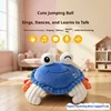 Pelota saltarina recargable, cangrejo de tapa azul, cable USB