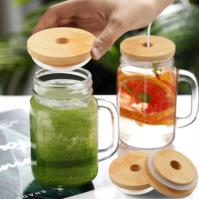 Custom 70mm 86mm Size Bamboo Lids With Straw Hole Good Seal Bamboo Lid With Silicone Ring