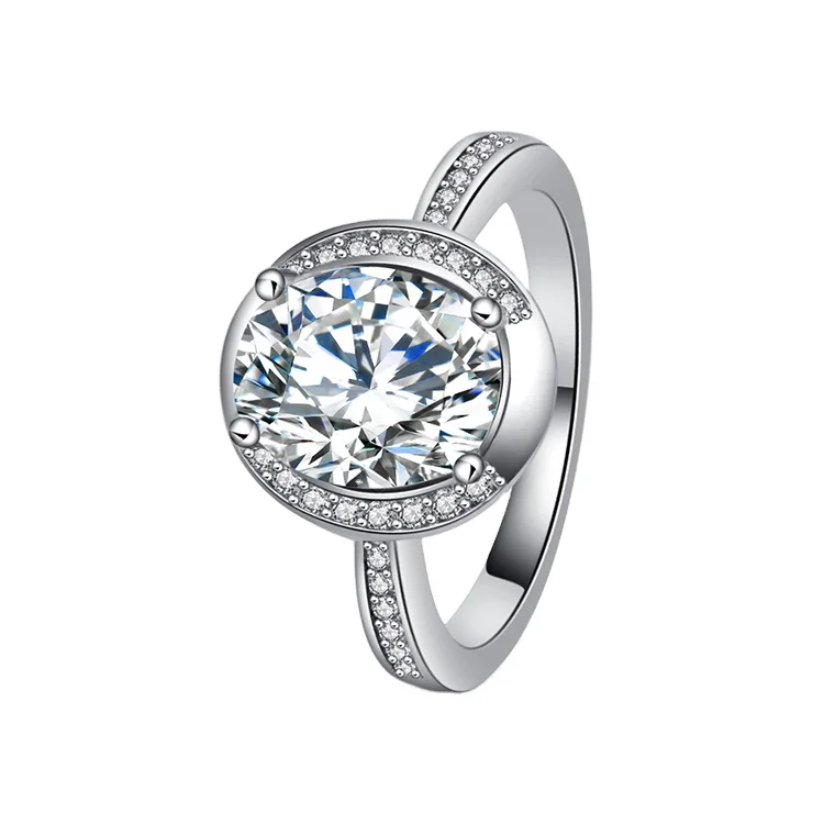 Perfect Round CZ Diamond Cut Russian Lab 18K White Gold Plated Engagement Ring Size 6, 7, or 8