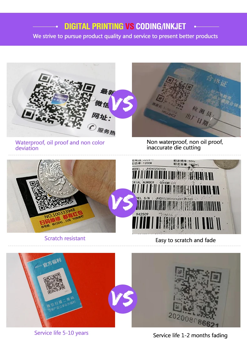 Custom Printing Waterproof Qr Code Security Sticker Paper Scratch