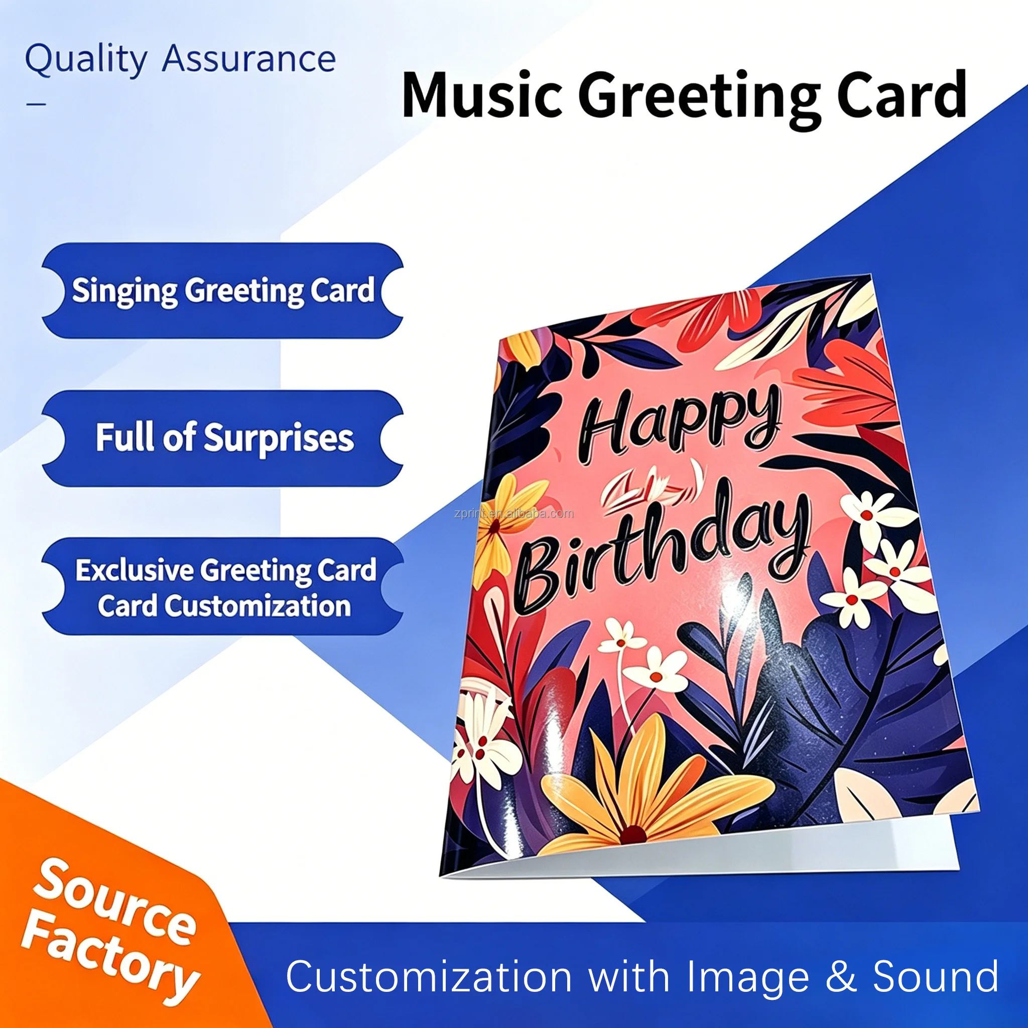 Recordable Music Greeting Card Open to Play Song Custom Design