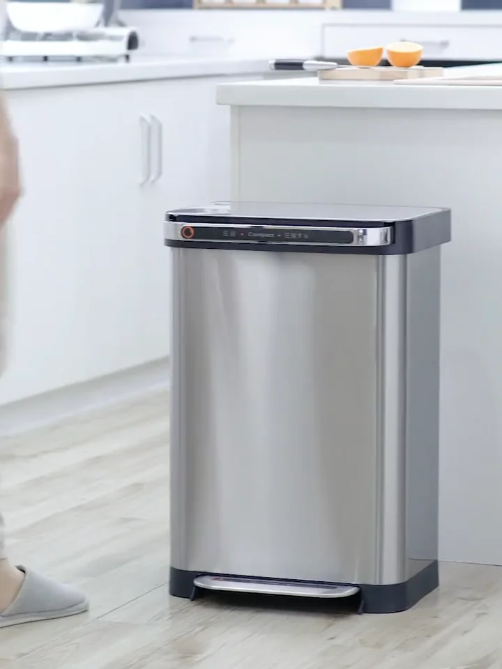 Hot Sale Kitchen 50l Garbage Compactor Bin Stainless Steel 13 Gallon