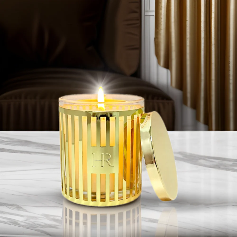 Wholesale Metal Candle Holder Gold Silver Scented candle Jar Decoration With Glass Candle Jar supplier