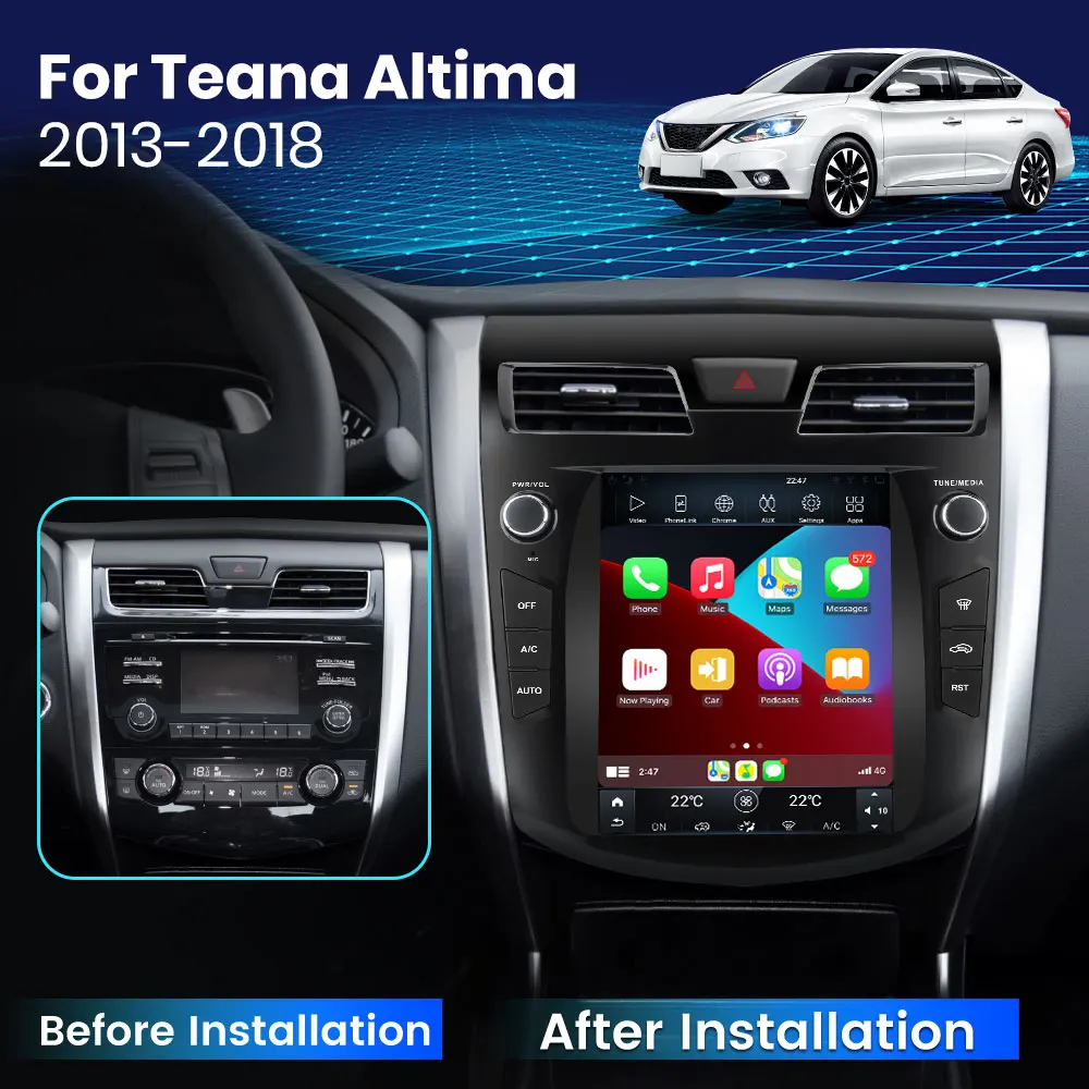 Автомобильный медиаплеер Junsun для Teana Altima 2013-2018, 10,4 дюйма, в  стиле Тесла, GPS-навигация, Carplay, Android| Alibaba.com