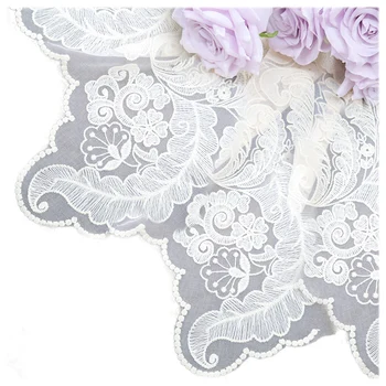 Comfortable home textile embroidery lace milk silk embroidery custom pattern pillow lace