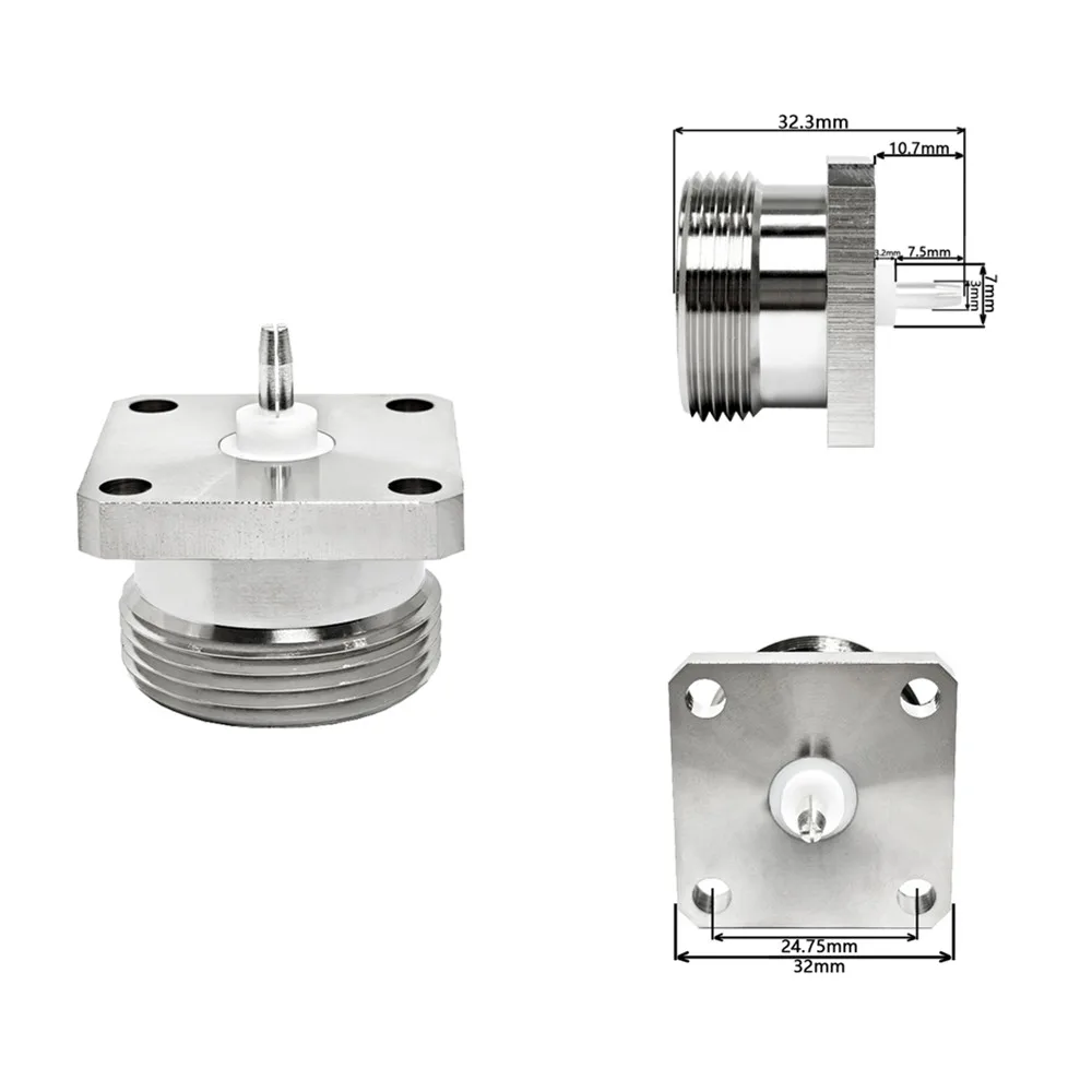 L29 DIN 7/16 DIN Female 4 Hole Flange Panel Connector to QC Solderless RF Connector Adapter