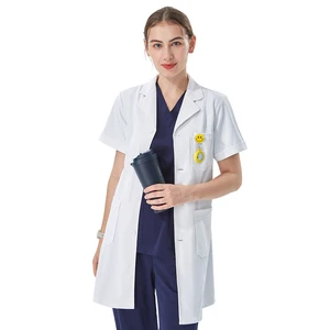 Long and Short Sleeve Beauty Institution White Coats Surgical Medical Uniform  Hospital Clothing Breathable White Lab Coat