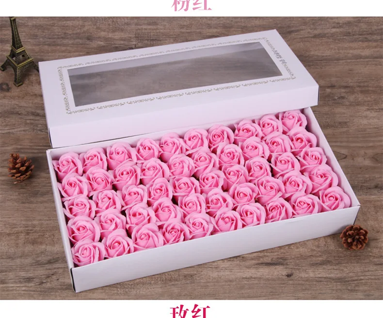 D-fzh001 Wholesale 50 Pieces Flower Soap Roses Gift Box Soap Rose ...