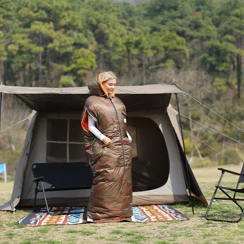 Fashion Jacket Style Duck Down Sleeping Bag EnvelopeSleeping Bag Wearable Walking Sleeping Bag Go FishingHiking Nylon Fabric