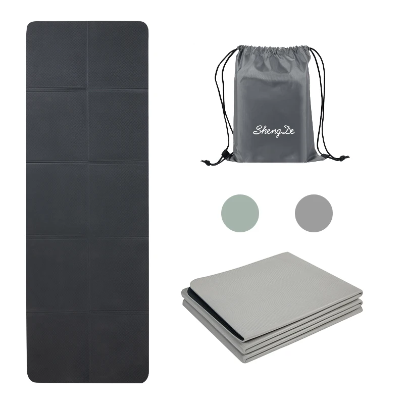 Oem Travel Pilates Non Slip Promotion Gymnastic Fitness Foldable TPE Yoga Mat For Gym Yoga Studio