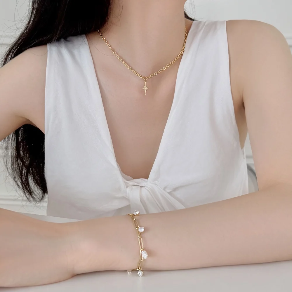 KAKODIY 925 Sterling Silver Five Pendant Adjustable Bracelet Charm Bracelet Women Fashion Simple 5A Zirconia Bracelet detail 8