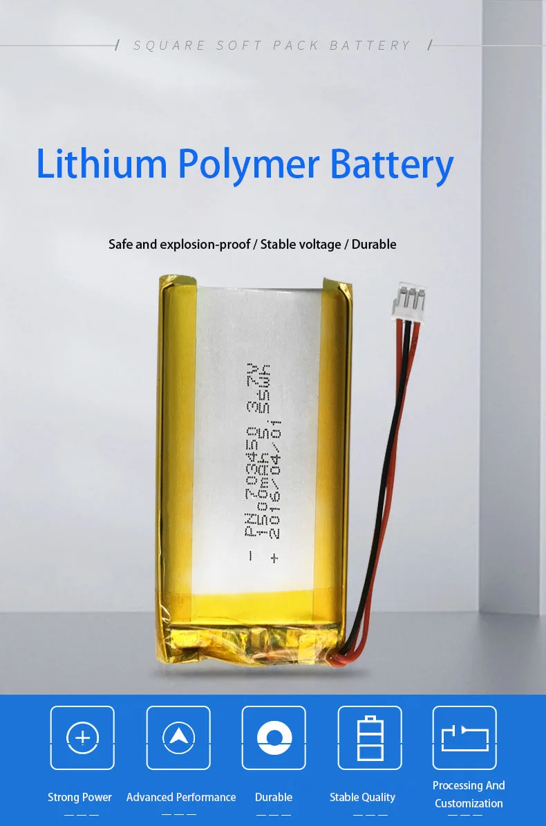 3.7v 104050 2500mah Rechargeable Lipo Battery Lithium Polymer Battery ...