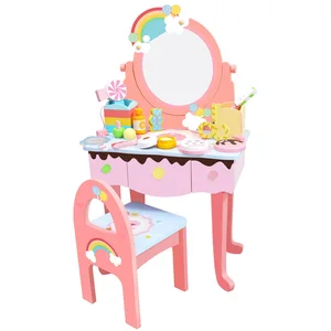 Children's Family Simulation Pretend Play & Preschool Dressing Table Toy Set Girl's Playful Makeup Table Toy