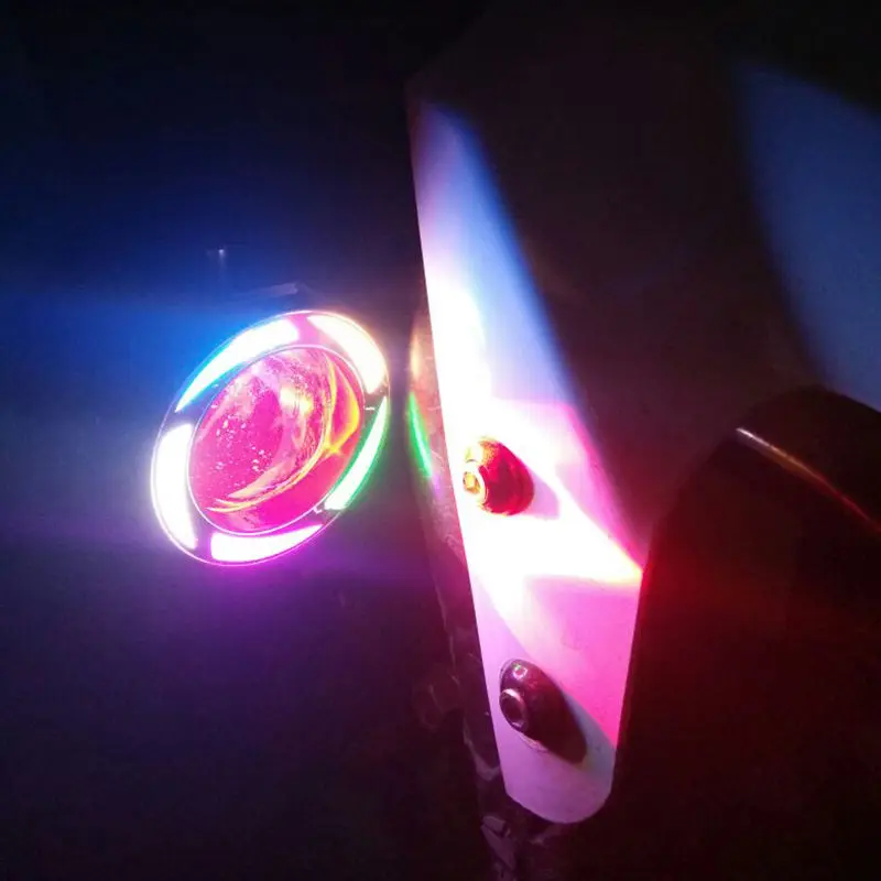 FDN New Motor Parts Lighting System Motor Lights U7 RGB Angel Eyes Flash Led Headlight for Motorcycle Scooter E-Bike Para Motos