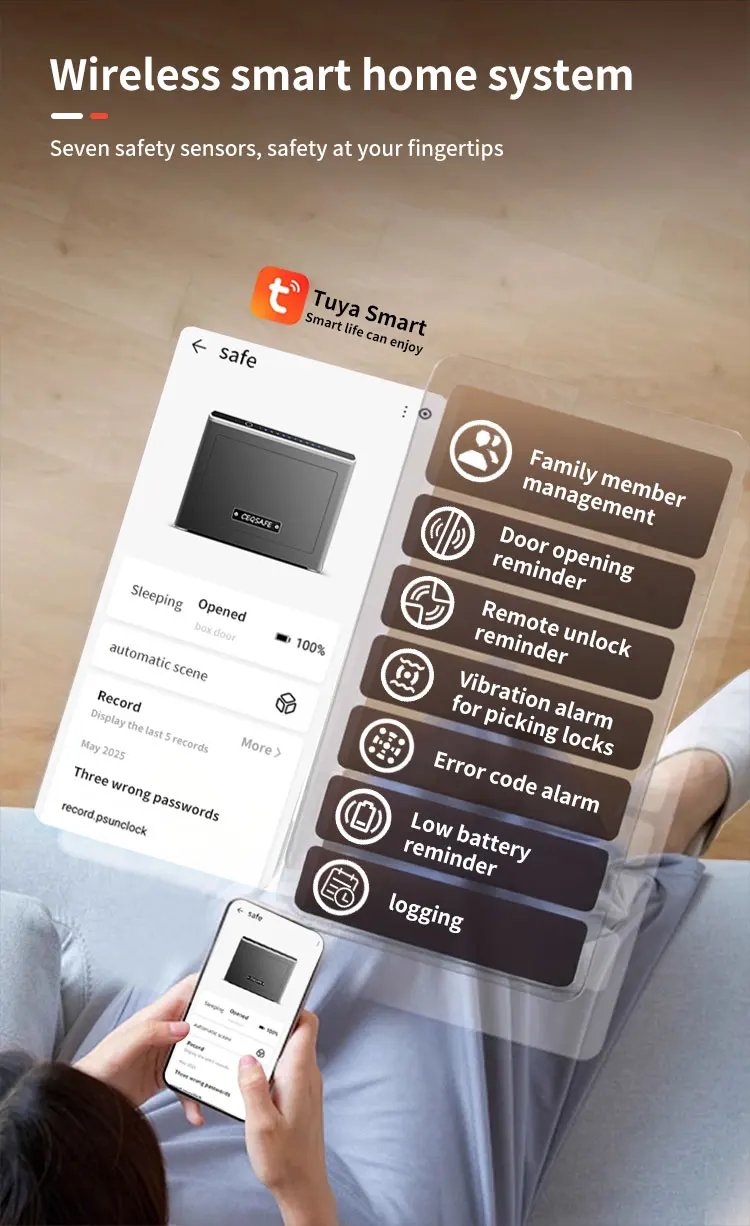 CEQSAFE TUYA APP WIFI Safe Box Electronic Digital Lock Anti-Theft Safe Deposit Box for Home and Hotel details