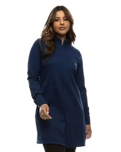 High Quality Beauty Female Long Sleeve Polyester Spandex Doctor's Medical Zipper Closed Clinic Lab Coat