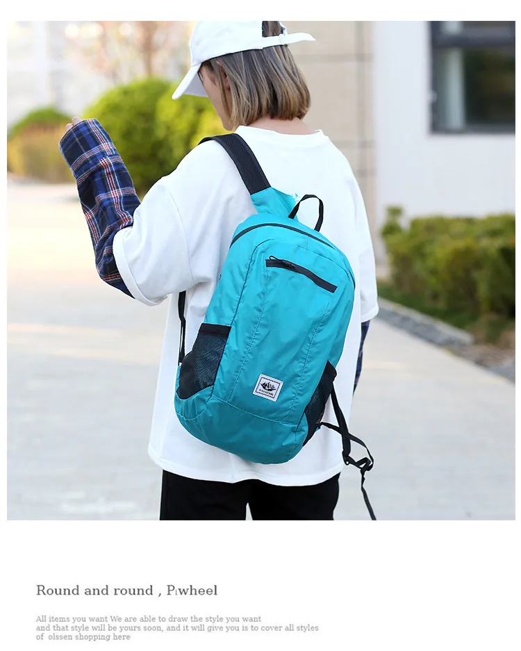 Custom Portable Travel Leisure Outdoor Riding Trekking Bags Running Waterproof  Folding Ultralight Skin Expandable Backpack